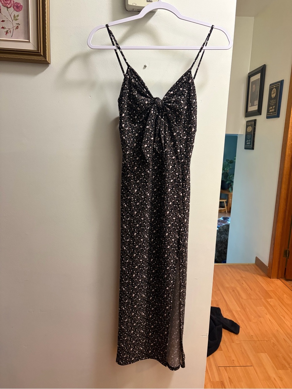 Black floral midi dress